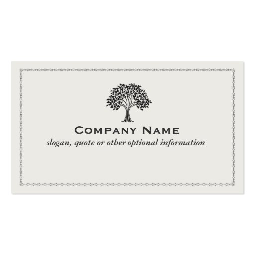 Elegant Old Wise Tree Black and White Business Card Templates (front side)