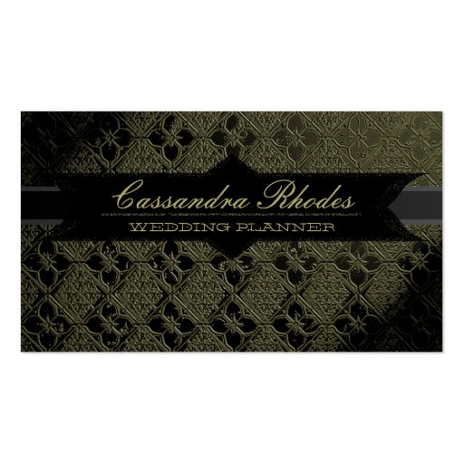 Elegant Olive Green & Black Business Card (front side)