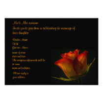 Elegant Orange and Yellow Rose Wedding Custom Announcements