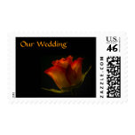 Elegant Orange and Yellow Rose Wedding stamps