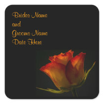 Elegant Orange and Yellow Rose Wedding Sticker