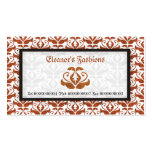 Elegant orange damask fashion business cards