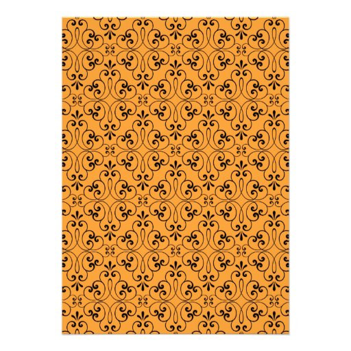 Elegant orange damask Halloween bridal shower Custom Invitations