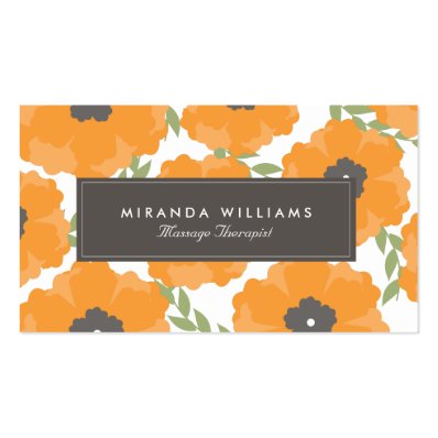 Elegant Orange Floral Business Cards