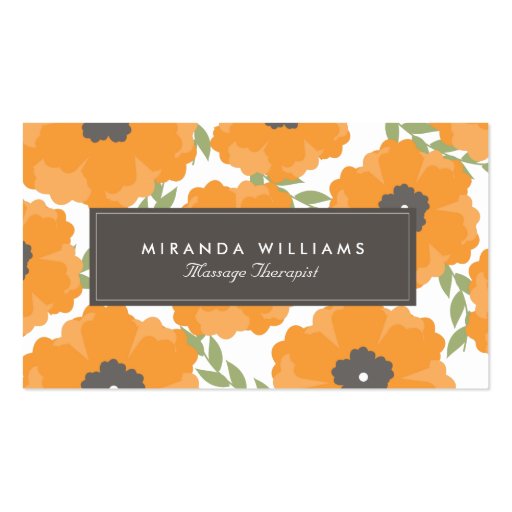 Elegant Orange Floral Business Cards