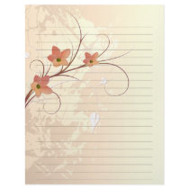 elegant orange flowers swirl design letterhead template