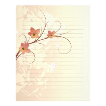 elegant orange flowers swirl design personalized letterhead