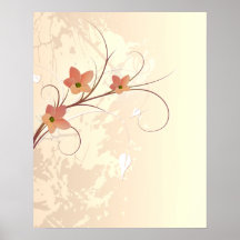elegant orange flowers swirl design print