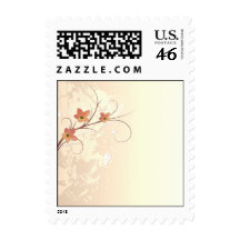 elegant orange flowers swirl design stamp