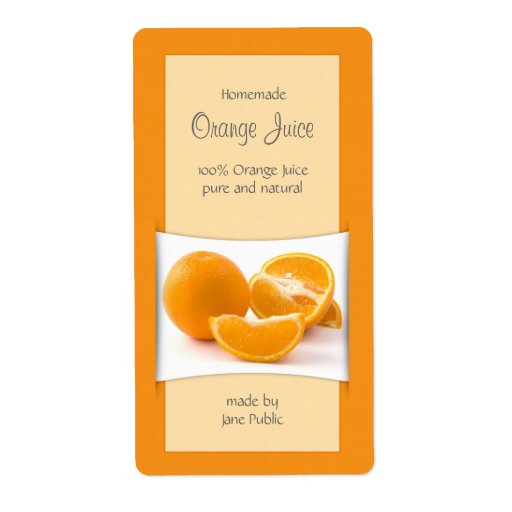 Elegant Orange Juice Label Zazzle
