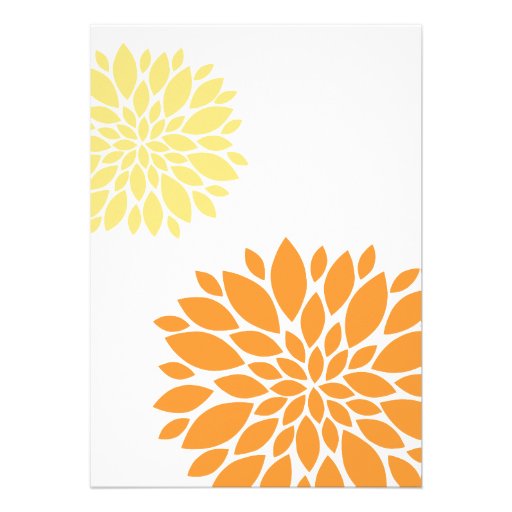 Elegant Orange Light Yellow Floral Burst Wedding Personalized Invitation
