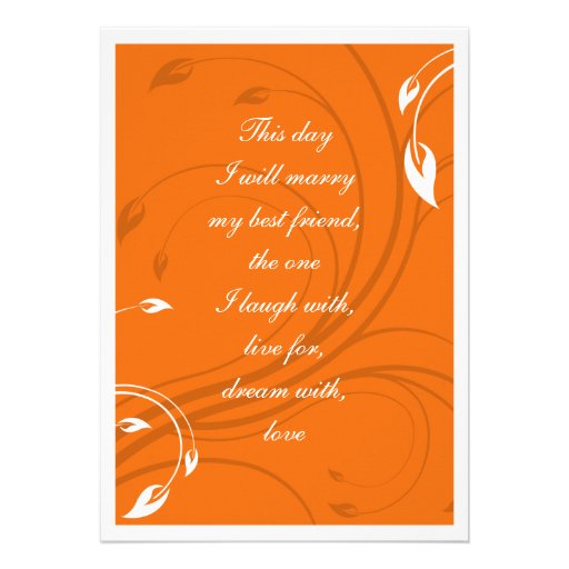 Elegant Orange White Floral Wedding Invitation