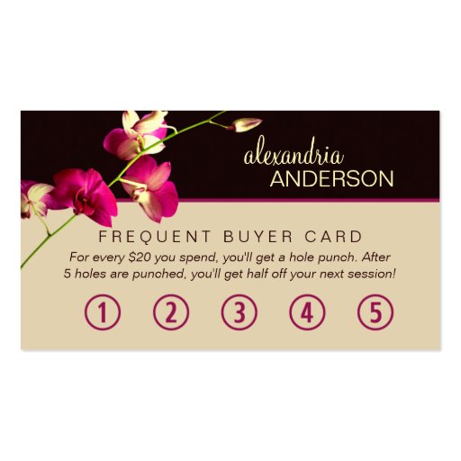 Elegant Orchid Frequent Buyer Card Business Cards (front side)