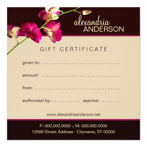 Elegant Orchid Gift Certificate Personalized Invitation