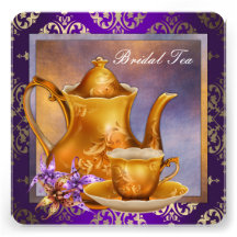 Elegant Orchid Gold Purple Bridal Tea Party Invite