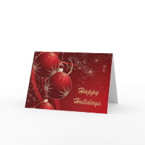 Elegant Ornaments in Red, Happy Holidays cards