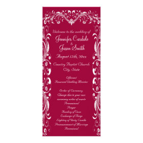 Elegant Ornate Flourish Magenta Wedding Programs Personalized Rack Card