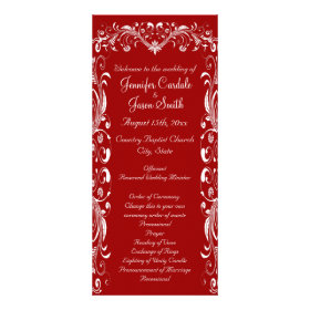 Elegant Ornate Flourish Red Wedding Programs Custom Rack Card