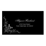 Elegant Ornate Silver Swirls on Black business cards
