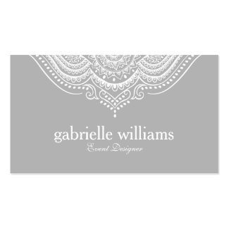 Elegant Ornate White & Light Gray Geometric Design Double-Sided Standard Business Cards (Pack Of 100)