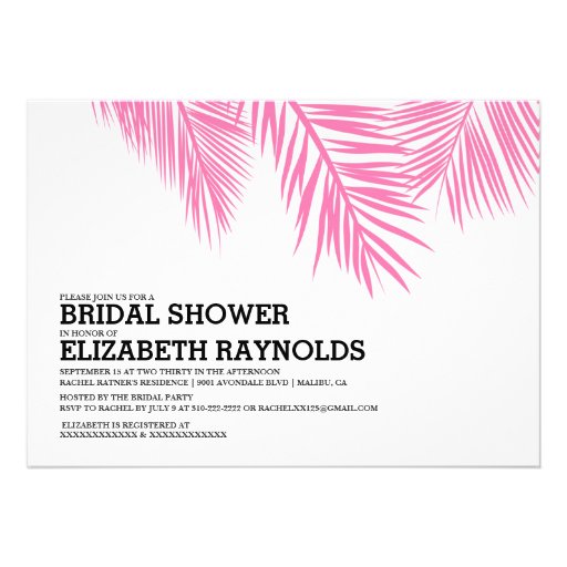 Elegant Palm Tree Beach Bridal Shower Invitations