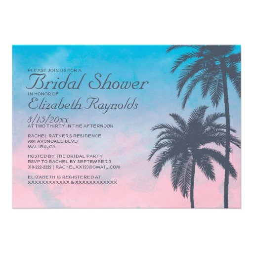 Elegant Palm Tree Bridal Shower Invitations