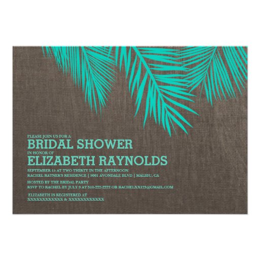 Elegant Palm Tree Burlap Bridal Shower Invitations