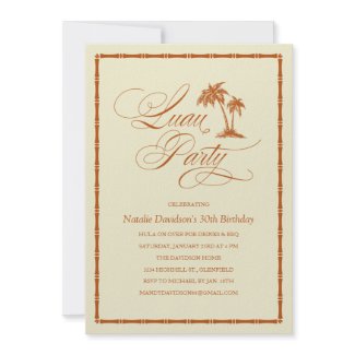 Elegant Palm Tree Hawaiian Luau Party Invitations invitation