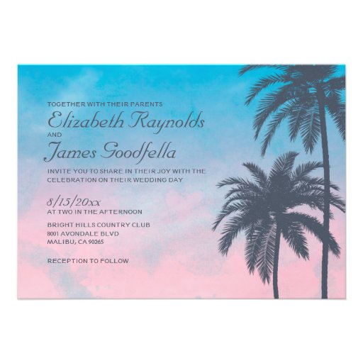Elegant Palm Tree Wedding Invitations