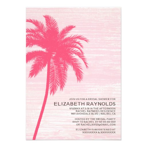 Elegant Palm Trees Beach Bridal Shower Invitations