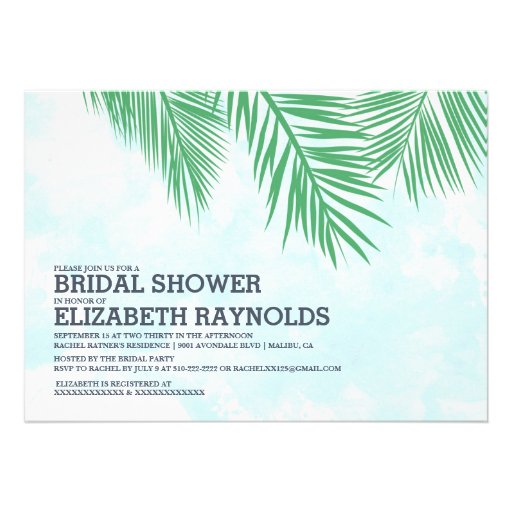 Elegant Palm Trees Bridal Shower Invitations