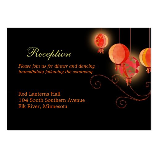 Elegant Paper Lanterns Wedding Reception (3.5x2.5) Business Cards (front side)