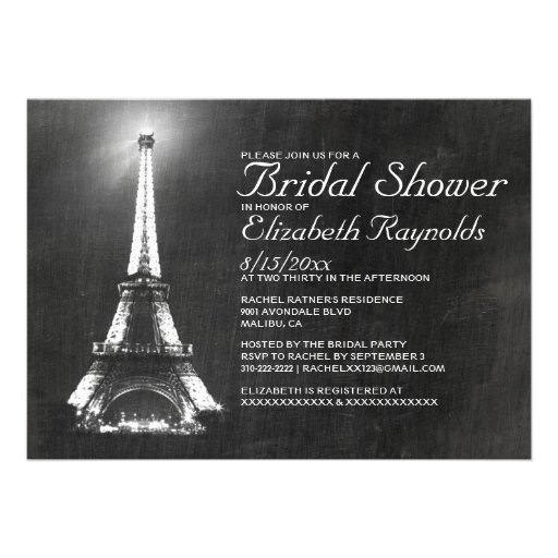 Elegant Paris Bridal Shower Invitations