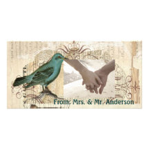 elegant paris shabbychic floral Vintage wedding Photo Card Template