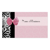 Elegant Parisian Damask Pink Ribbon business cards