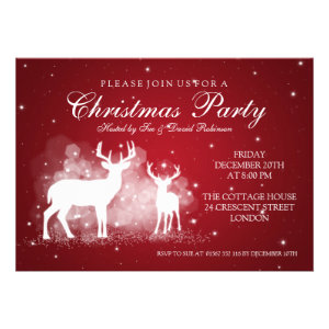 Elegant Party Deer Sparkle Red Announcement