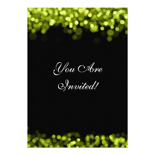 Elegant Party Invitation Sparkling Lights Green