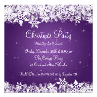 Elegant Party Invitation Winter Snowflakes Purple
