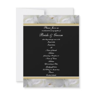 Elegant party rose black white gold wedding invitation