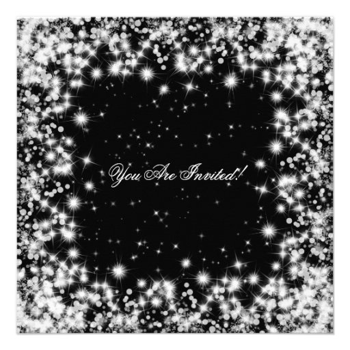 Elegant Party Sparkle Black Custom Invites