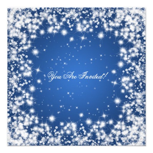 Elegant Party Sparkle Blue Personalized Announcements