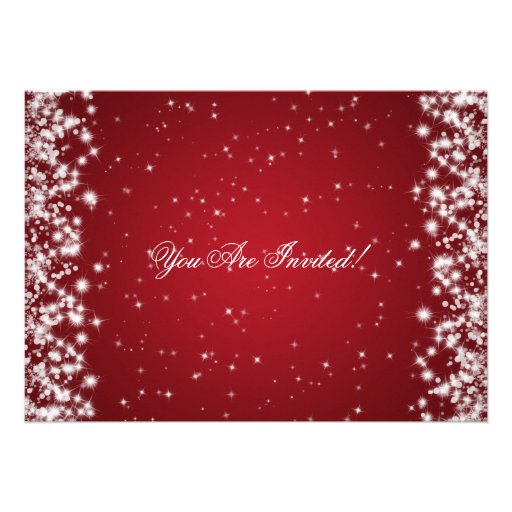 Elegant Party Sparkle Red Announcements