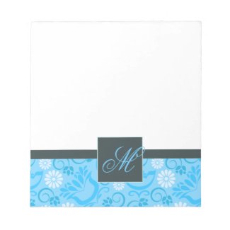 Elegant pastel blue Notepad with Monogram