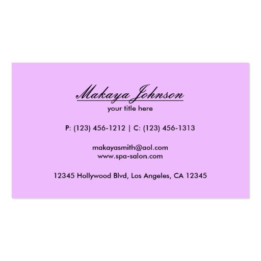 Elegant Pastel Lavender and Black Chevron Pattern Business Card Templates (back side)