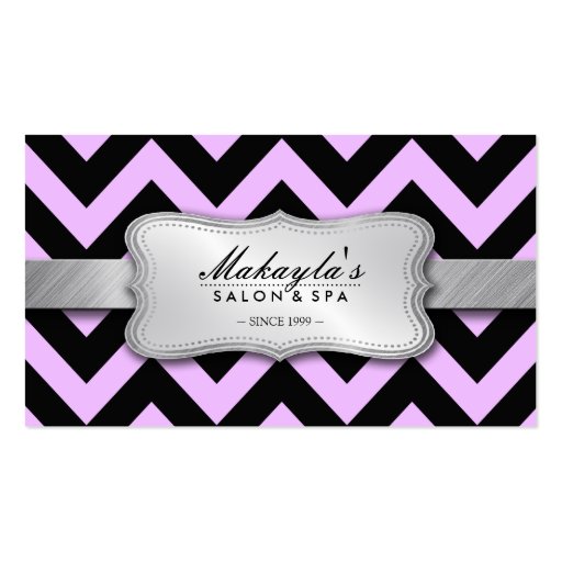 Elegant Pastel Lavender and Black Chevron Pattern Business Card Templates