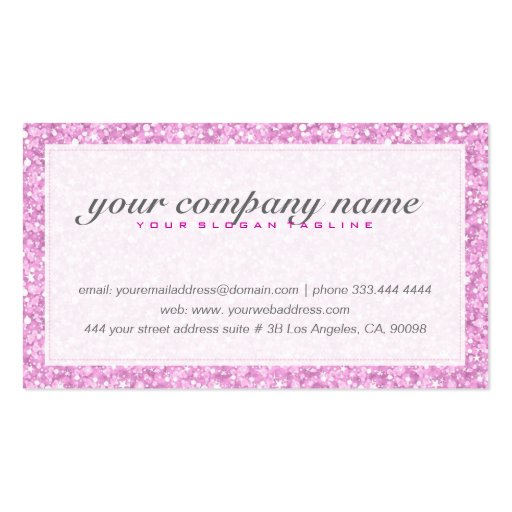 Elegant Pastel Pink Glitter & Sparkles 3 Business Card (back side)