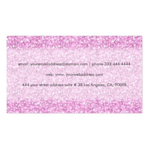 Elegant Pastel Pink Glitter & Sparkles Business Card Templates (back side)