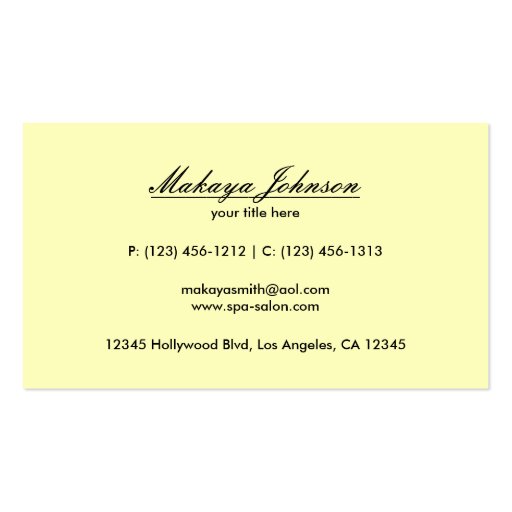 Elegant Pastel Yellow and Black Chevron Pattern Business Card Templates (back side)