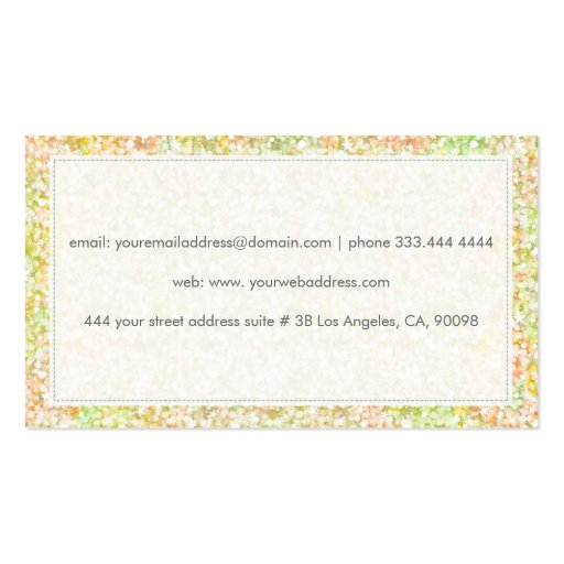 Elegant PastelTones Glitter & Sparkles- Business Card Template (back side)