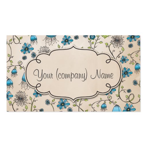 Elegant pattern flowers blue/beige business card templates